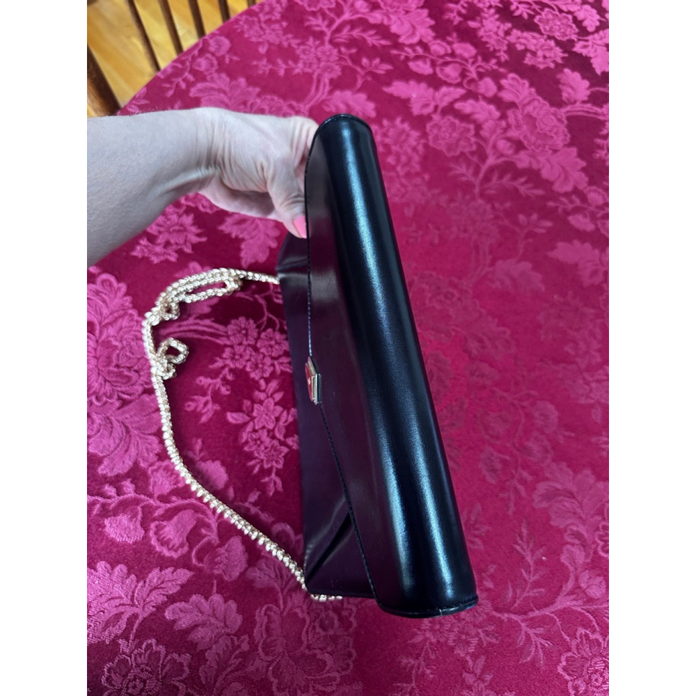 Bally Black Leather Clutch with Unbranded Adjustable Gold Chain - Picture 12 of 14